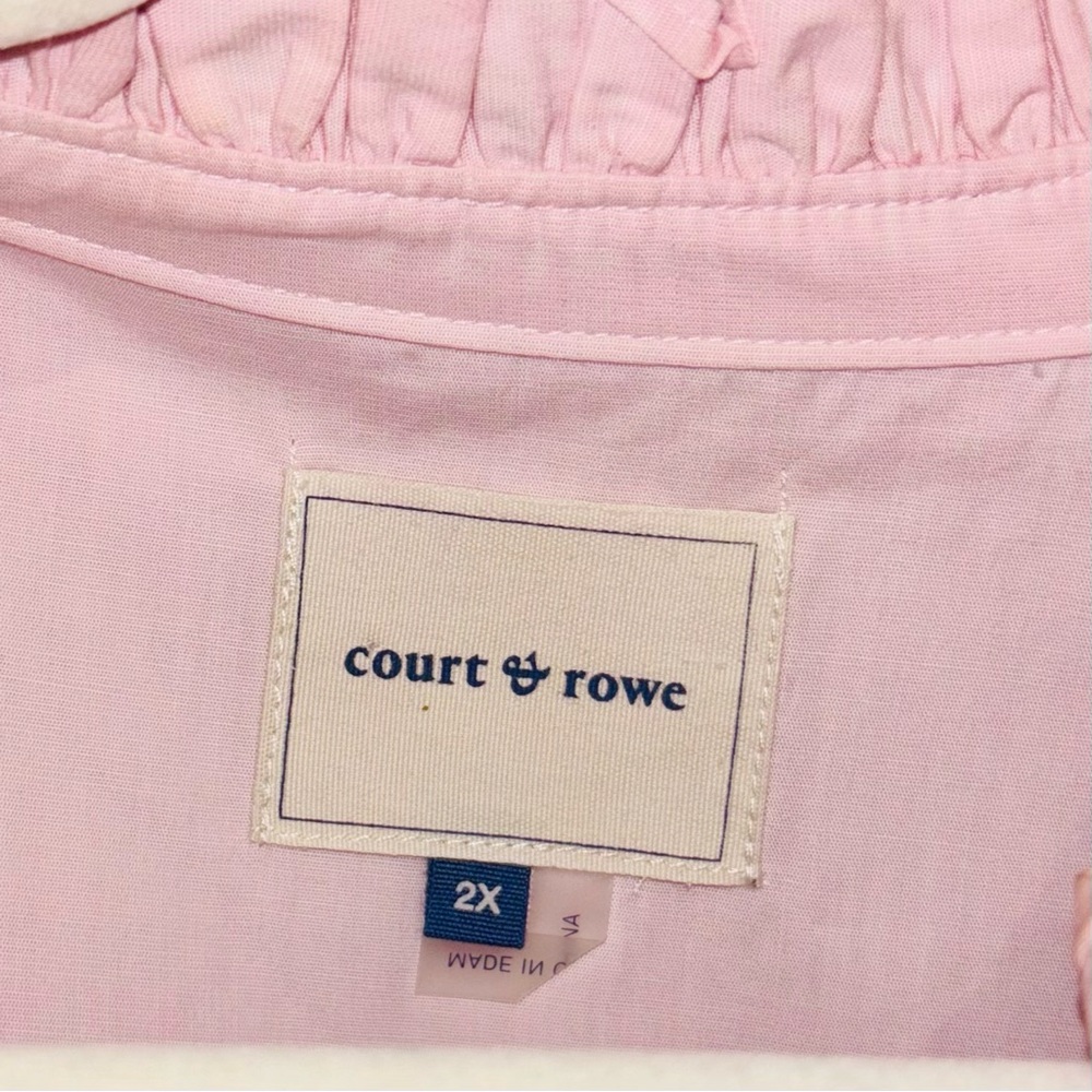 Court & Rowe Ruffle Trim Button-Up Top in Chambray Pink - Picture 13 of 13
